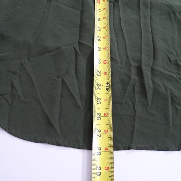 Wishful Park Green Popover Blouse Women Size XL Polyester Roll Tab Sleeve Pocket - Picture 10 of 10